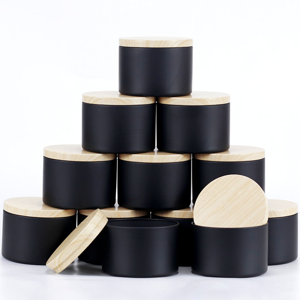 Metal Tin Lid 4Oz - 24 قطعة من برطمانات الشموع السوداء