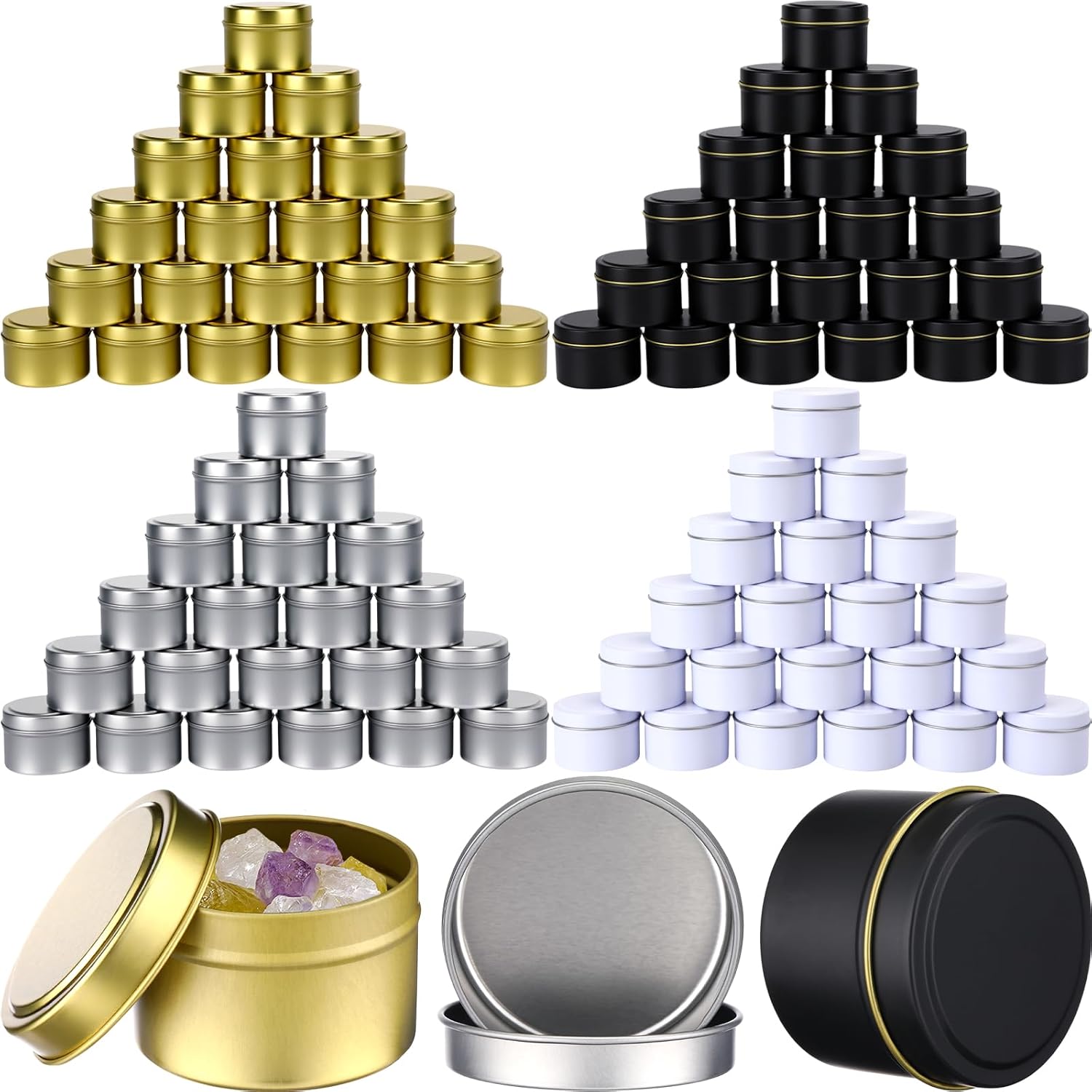 Metal Tin Lid 4Oz - 100 قطعة علب شموع معدنية سعة
