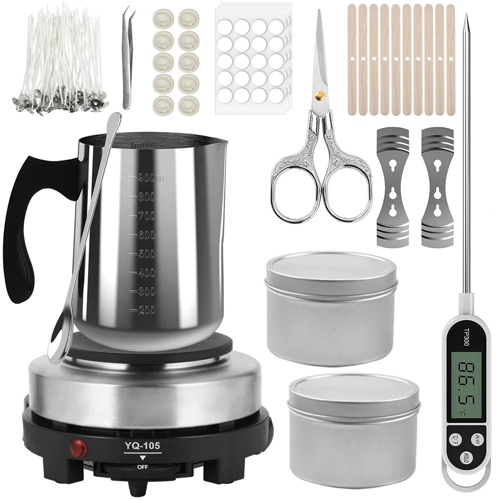 وعاء صب الشموع مع لوحة تسخين ك - مراجعة Candle Supplies Kit وسعره