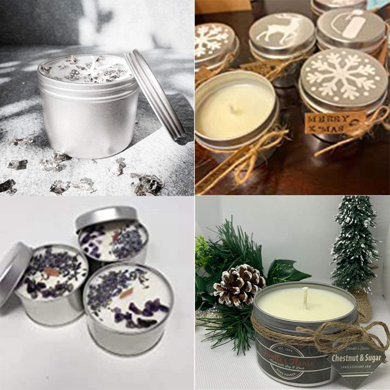 12 قطعة علب معدنية للشموع سعة  - مراجعة Metal Tin Lid 4Oz وسعره